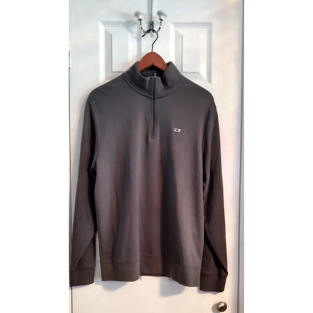 VINEYARD VINES Mens 100% Cotton 1/4 Zip Gray Pullover Sweater Sweatshirt Size M